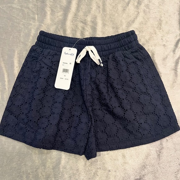 Splendid Other - Splendid Kids Girls Navy Eyelet Lace Shorts Size 10 Drawstring Elastic Waist
